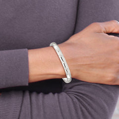 Sterling Silver 7mm Diamond-cut Flexible Bangle - 2
