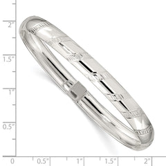 Sterling Silver 7mm Diamond-cut Flexible Bangle - 2