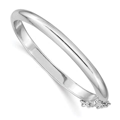 Sterling Silver RH-plated Polished 4mm w/ Safety Hinged Children's Bangle - 5