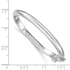 Sterling Silver RH-plated Polished 4mm w/ Safety Hinged Children's Bangle - 3