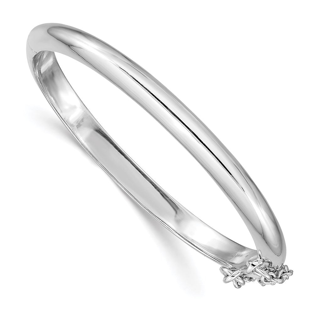 Sterling Silver RH-plated Polished 4mm w/ Safety Hinged Children's Bangle - 3