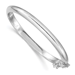 Sterling Silver RH-plated Polished 4mm w/ Safety Hinged Children's Bangle - 3
