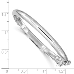 Sterling Silver RH-plated Polished 4mm w/ Safety Hinged Children's Bangle - 4