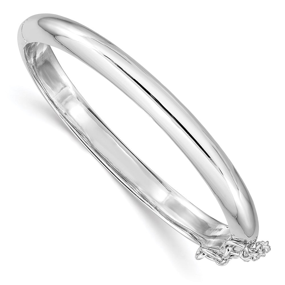 Sterling Silver RH-plated Polished 5mm w/ Safety Hinged Children's Bangle - 3