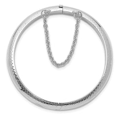 Sterling Silver Rhodium-plated Polished & Diamond-cut 5mm with Safety Clasp Hinged Children's Bangle - 2