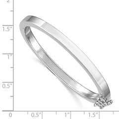Sterling Silver RH-plated Polished 4mm w/ Safety Hinged Children's Bangle - 6