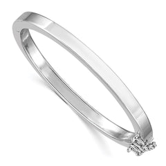 Sterling Silver RH-plated Polished 4mm w/ Safety Hinged Children's Bangle - 6