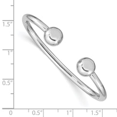 Sterling Silver Rhodium-plated Polished 3mm Children's Cuff Bangle - 2