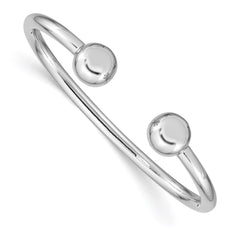 Sterling Silver Rhodium-plated Polished 3mm Children's Cuff Bangle - 2