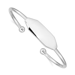 Sterling Silver Rhodium-plated Polished ID Children's Cuff Bangle - 3