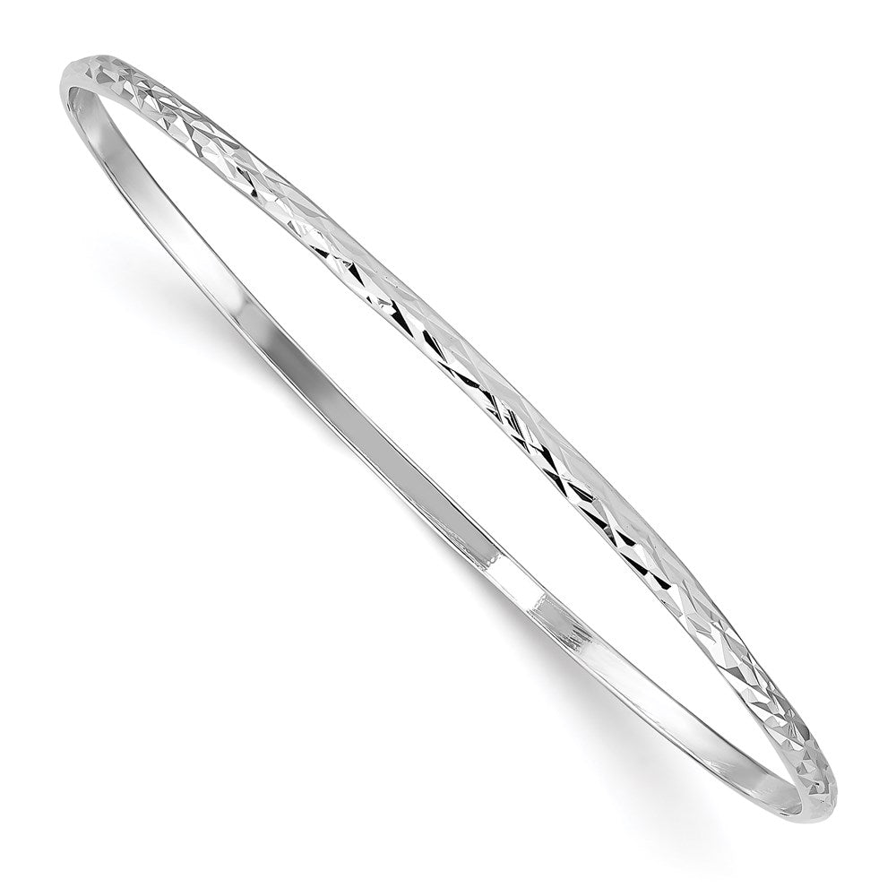 Sterling Silver RH-plated Polished & D/C 2mm Slip On Children's Bangle - 2