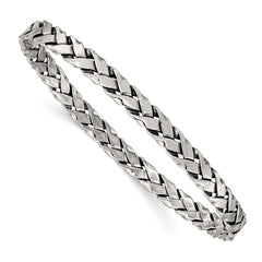 Sterling Silver Antiqued 5.25mm Slip-on Bangle
