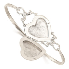 Sterling Silver 22mm Heart Locket Flexible Bangle Bracelet