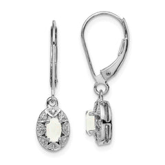 Sterling Silver Rhodium-plated Diam. & Created Opal Earrings - 2