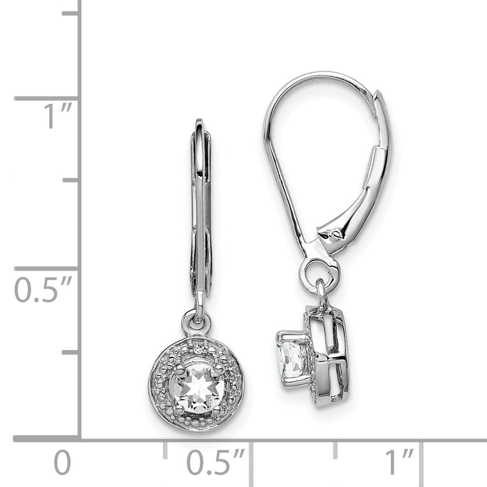 Sterling Silver Rhodium-plated Diam. & White Topaz Earrings - 2