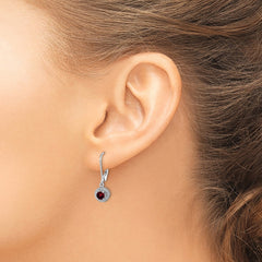 Sterling Silver Rhodium-plated Diam. & Garnet Earrings - 2