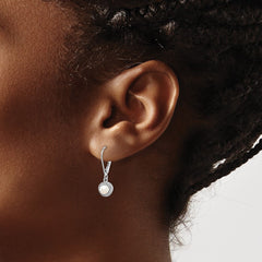 Sterling Silver Rhodium-plated Diam. & FW Cultured Pearl Earrings - 2
