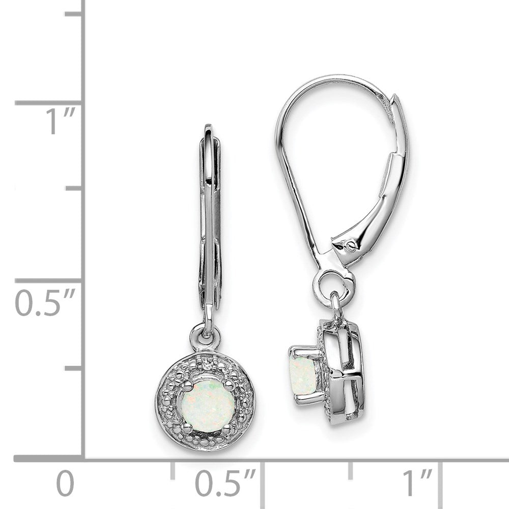 Sterling Silver Rhodium-plated Diam. & Created Opal Earrings - 3