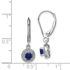 Sterling Silver Rhodium-plated Diam. & Created Sapphire Earrings - 3