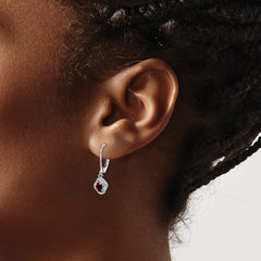 Sterling Silver Rhodium-plated Diam. & Garnet Earrings - 3