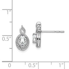 Sterling Silver Rhodium-plated White Topaz & Diam. Earrings - 5