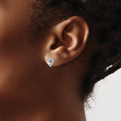 Sterling Silver Rhodium-plated White Topaz & Diam. Earrings