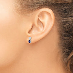Sterling Silver Rhodium-plated Created Sapphire Earrings - 2