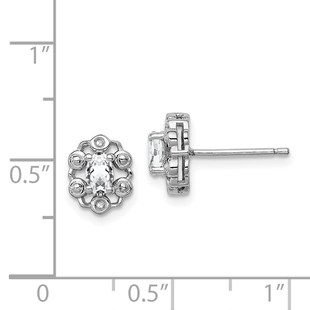 Sterling Silver Rhodium-plated White Topaz & Diam. Earrings - 3