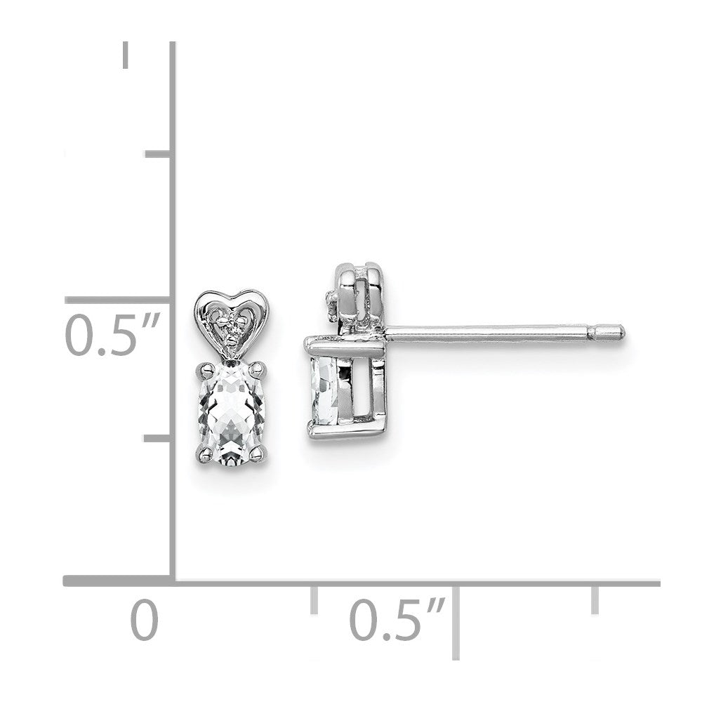 Sterling Silver Rhodium-plated White Topaz & Diam. Earrings - 4