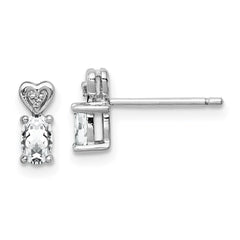 Sterling Silver Rhodium-plated White Topaz & Diam. Earrings - 4