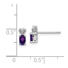 Sterling Silver Rhodium-plated Amethyst & Diam. Earrings - 5