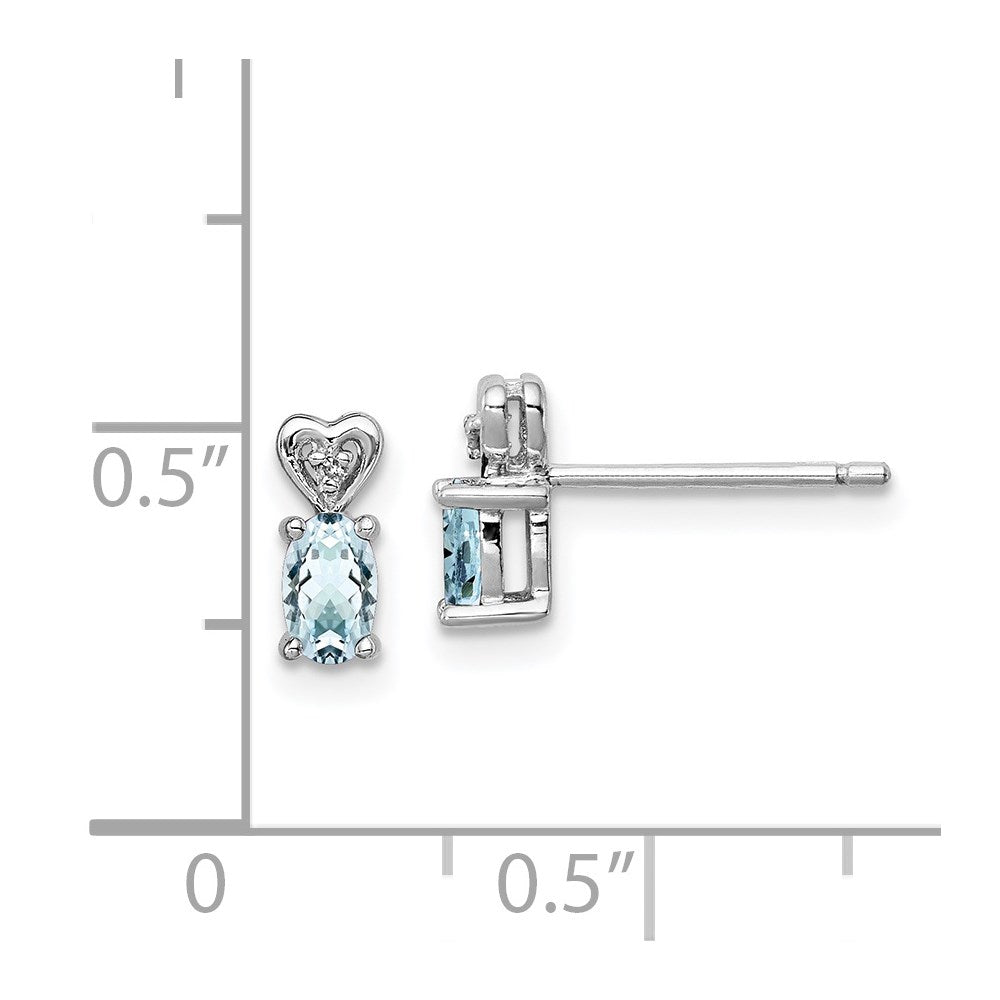Sterling Silver Rhodium-plated Aquamarine & Diam. Earrings - 3