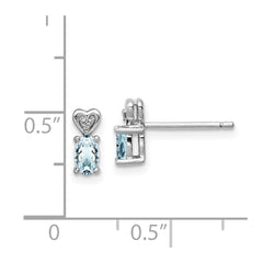 Sterling Silver Rhodium-plated Aquamarine & Diam. Earrings - 3