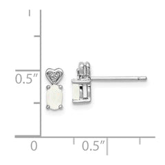 Sterling Silver Rhodium-plated Created Opal & Diam. Earrings - 5