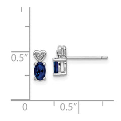 Sterling Silver Rhodium-plated Created Sapphire & Diam. Earrings - 3