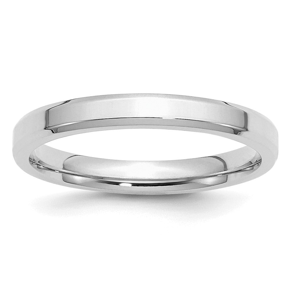 SS Rhodium-plated 3mm Bevel Edge Size 5.5 Band
