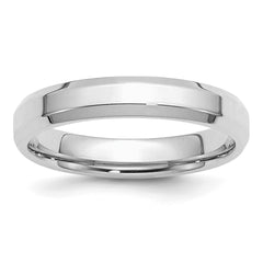 SS Rhodium-plated 4mm Bevel Edge Size 12 Band