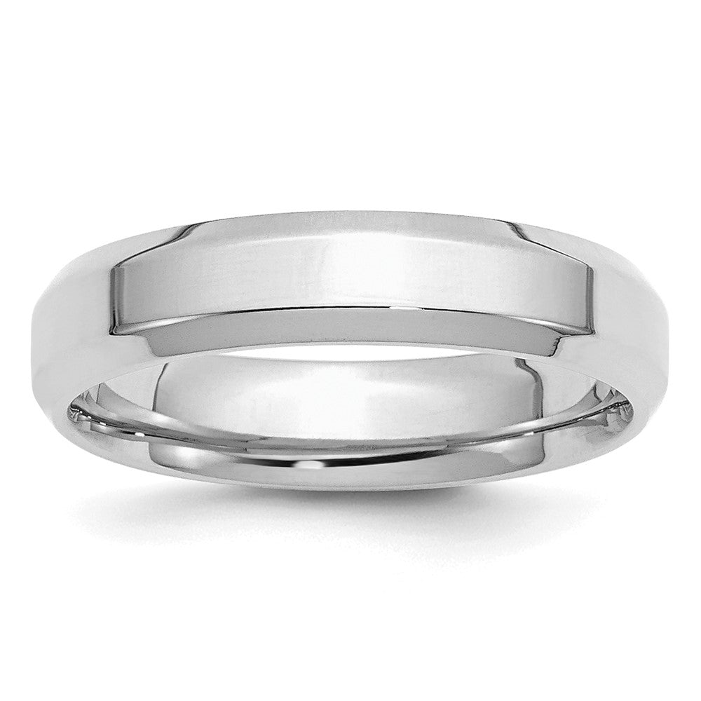 SS Rhodium-plated 5mm Bevel Edge Size 10.5 Band