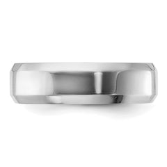 Sterling Silver Rhodium-plated 6mm Bevel Edge Size 5.5 Band