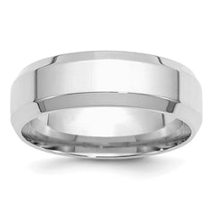 SS Rhodium-plated 7mm Bevel Edge Size 4.5 Band