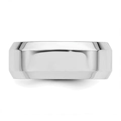 SS Rhodium-plated 8mm Bevel Edge Size 8.5 Band