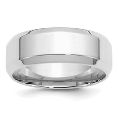 SS Rhodium-plated 8mm Bevel Edge Size 8.5 Band