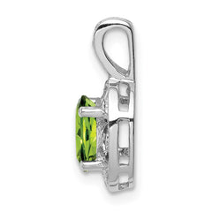 Sterling Silver Rhodium-plated Diam. & Peridot Pendant - 3