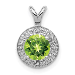 Sterling Silver Rhodium-plated Diam. & Peridot Pendant - 3