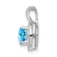 Sterling Silver Rhodium-plated Diam. & Blue Topaz Pendant - 2