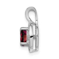 Sterling Silver Rhodium-plated Diam. & Garnet Pendant - 2
