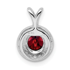 Sterling Silver Rhodium-plated Diam. & Garnet Pendant - 2