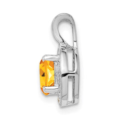 Sterling Silver Rhodium-plated Diam. & Citrine Pendant - 2
