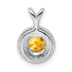 Sterling Silver Rhodium-plated Diam. & Citrine Pendant - 2