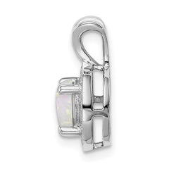 Sterling Silver Rhodium-plated Diam. & Created Opal Pendant - 3